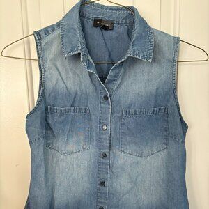 Sleeveless Chambray Button Up